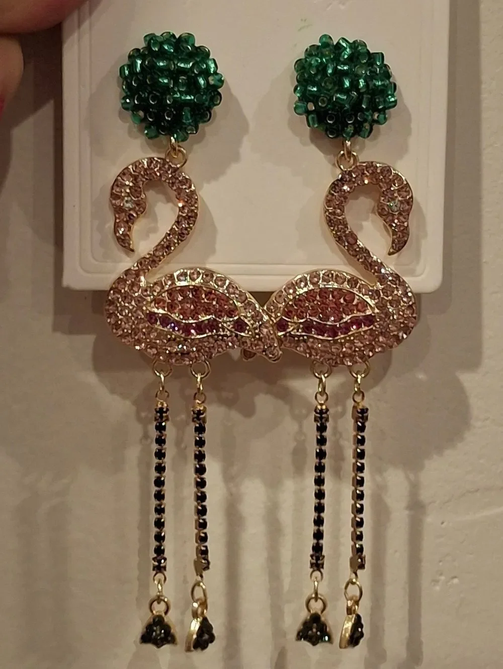 Exquisite Pink Flamingo Dangle Earrings